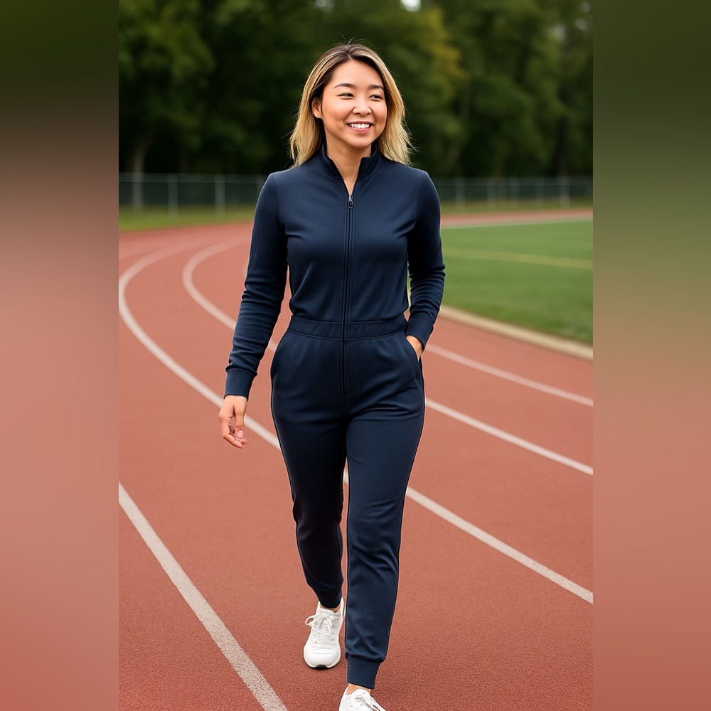 Women’s Slate Blue Athleisure Tracksuit Set Joggers + Zip Jacket M - Picture 2 of 13